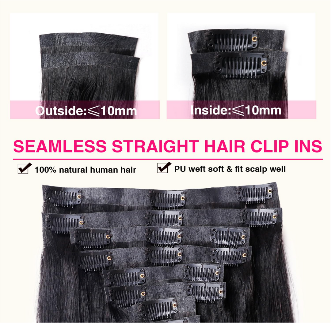 Sil Clip In Extensions Seamless Invisible Silky Straight Clip In Extensions – GLOSSYFINDS