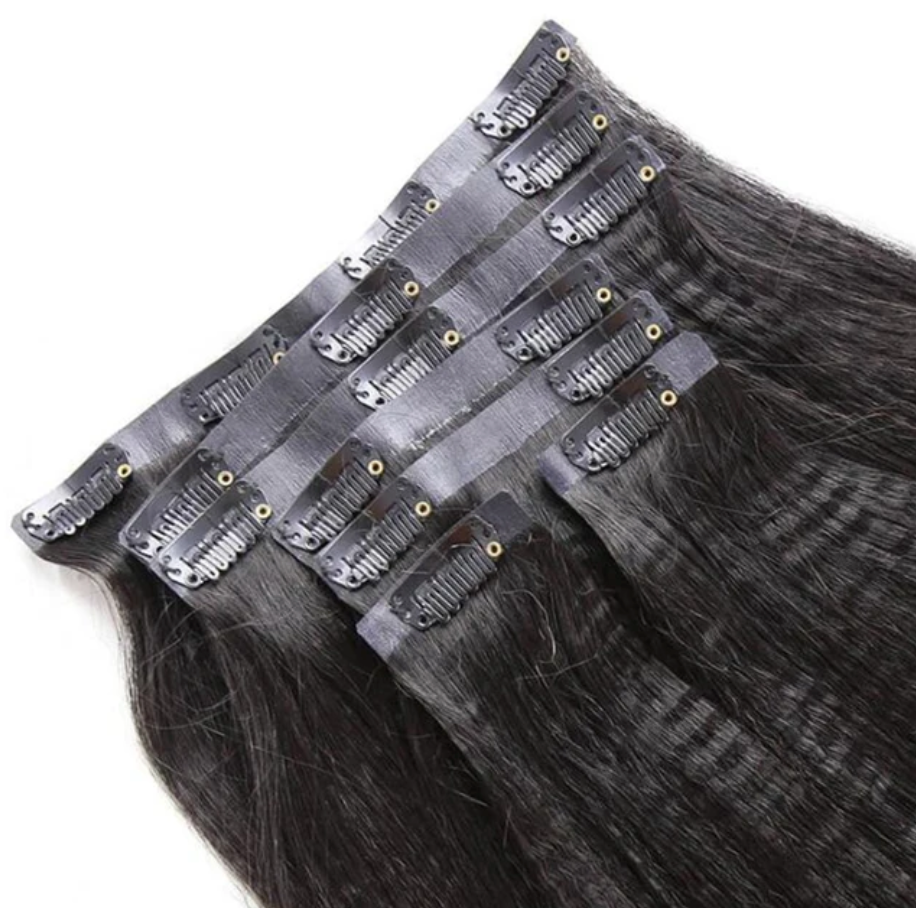 Virgin Human Hair Le Kinky Straight Clip In Extensions (7pc) - Glossyfinds