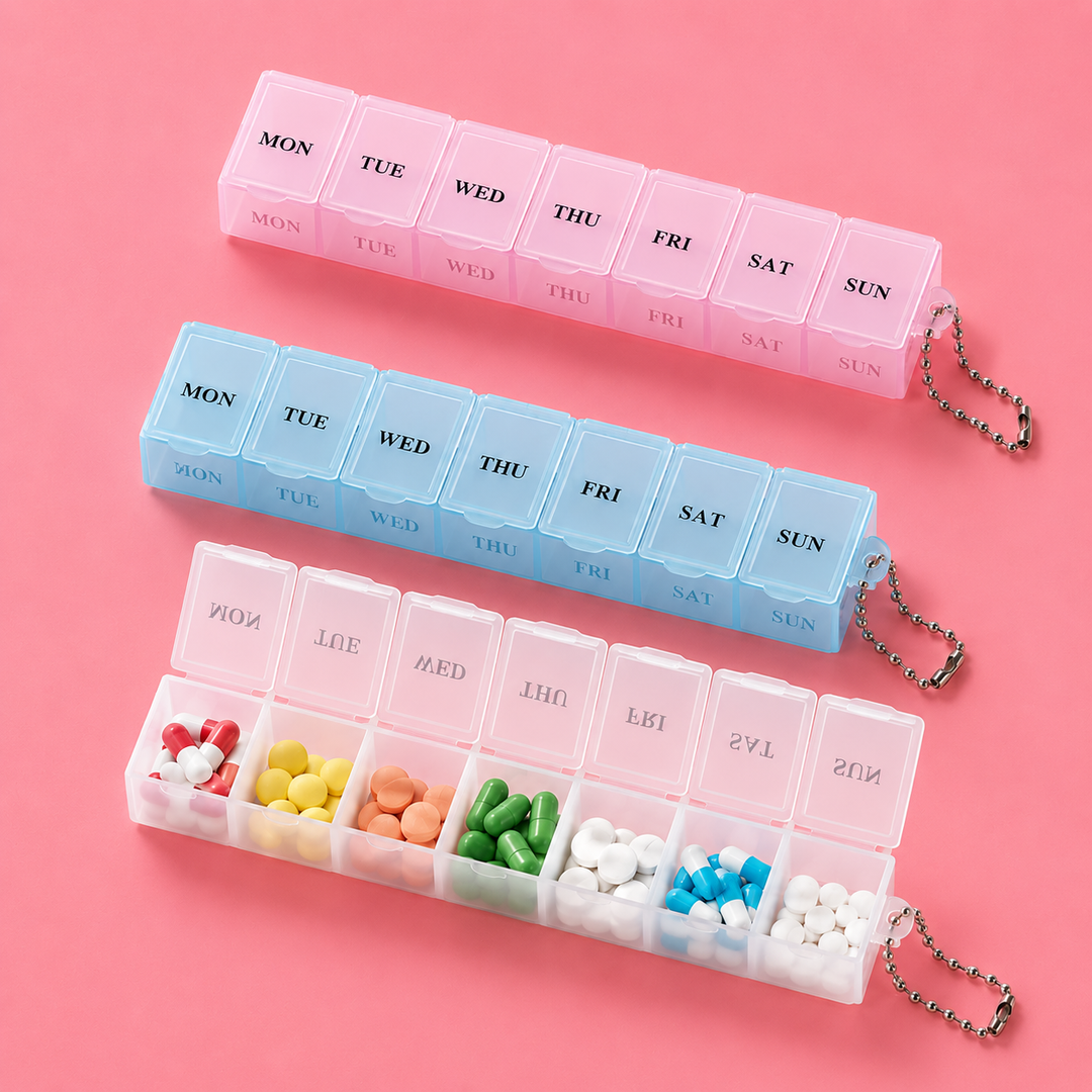 7-Day Weekly Pill Organizer | Portable Medicine &amp; Vitamin Storage Case