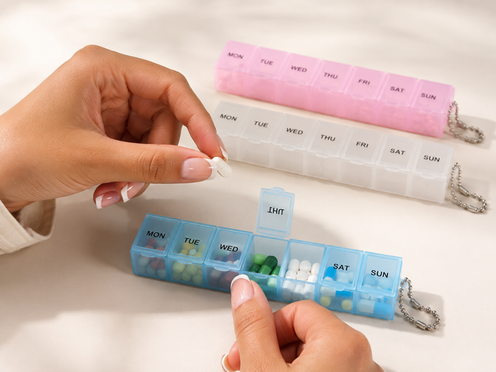 7-Day Weekly Pill Organizer | Portable Medicine &amp; Vitamin Storage Case
